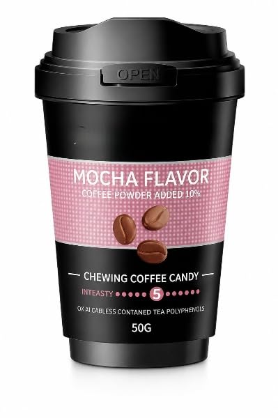 Mocha Flavor Chewing Coffee Candy 50g | 10% Coffee Powder Added | Intense Coffee & Mocha Flavour